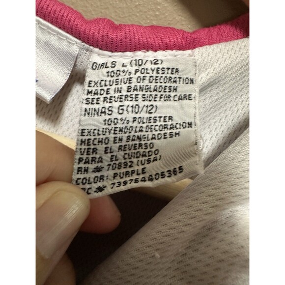 Hanes Sport Vintage Girls Windbreaker Zip Hooded Jacket Purple 90s Size‎ L 10/12 - Picture 3 of 12
